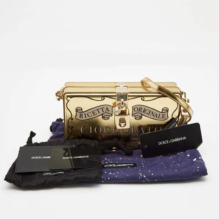 Pre Owned Dolce & Gabbana Gold Leather Cioccolato Dole Box Bag