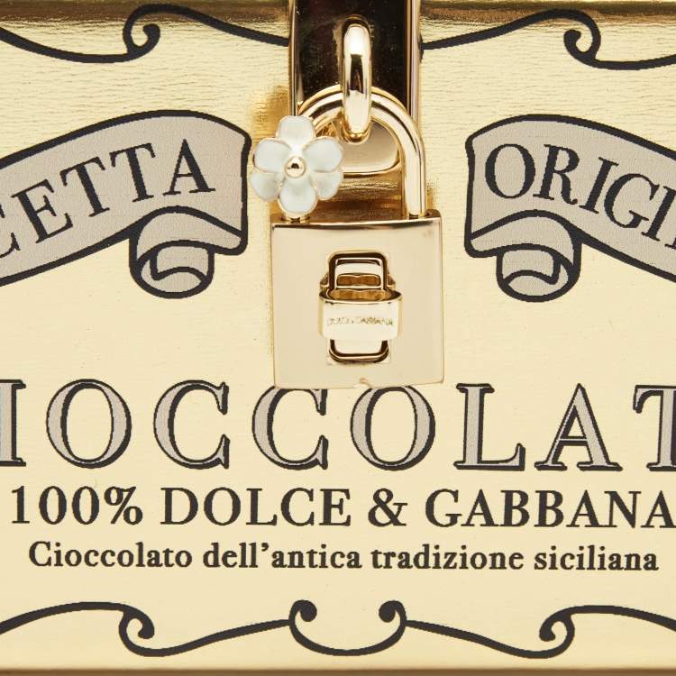 Pre Owned Dolce & Gabbana Gold Leather Cioccolato Dole Box Bag