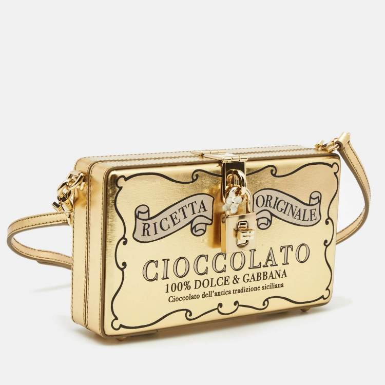 Pre Owned Dolce & Gabbana Gold Leather Cioccolato Dole Box Bag