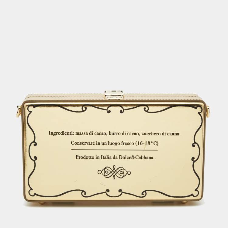Pre Owned Dolce & Gabbana Gold Leather Cioccolato Dole Box Bag