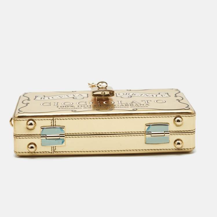 Pre Owned Dolce & Gabbana Gold Leather Cioccolato Dole Box Bag