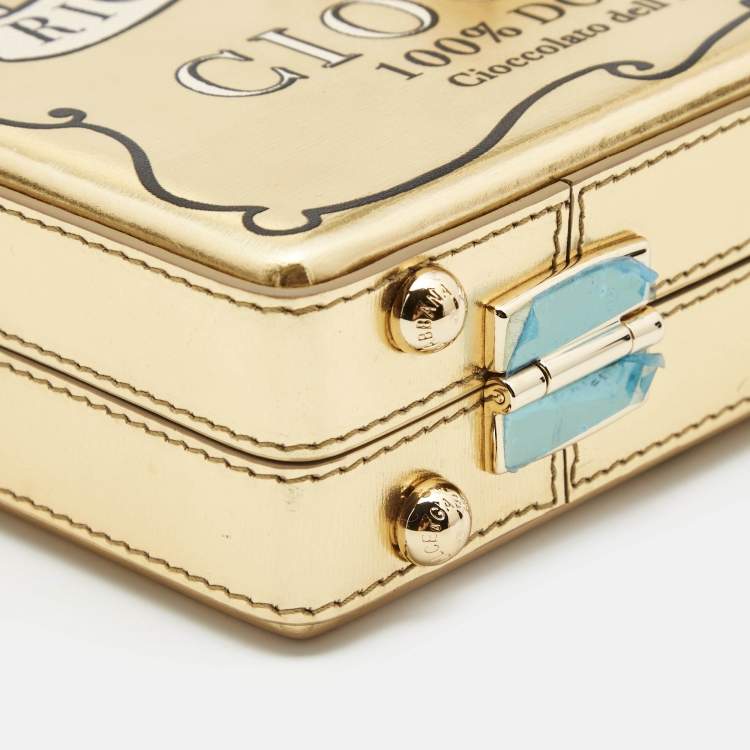 Pre Owned Dolce & Gabbana Gold Leather Cioccolato Dole Box Bag