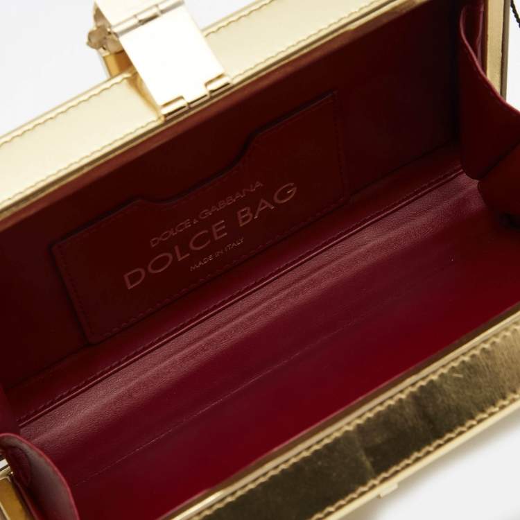 Pre Owned Dolce & Gabbana Gold Leather Cioccolato Dole Box Bag