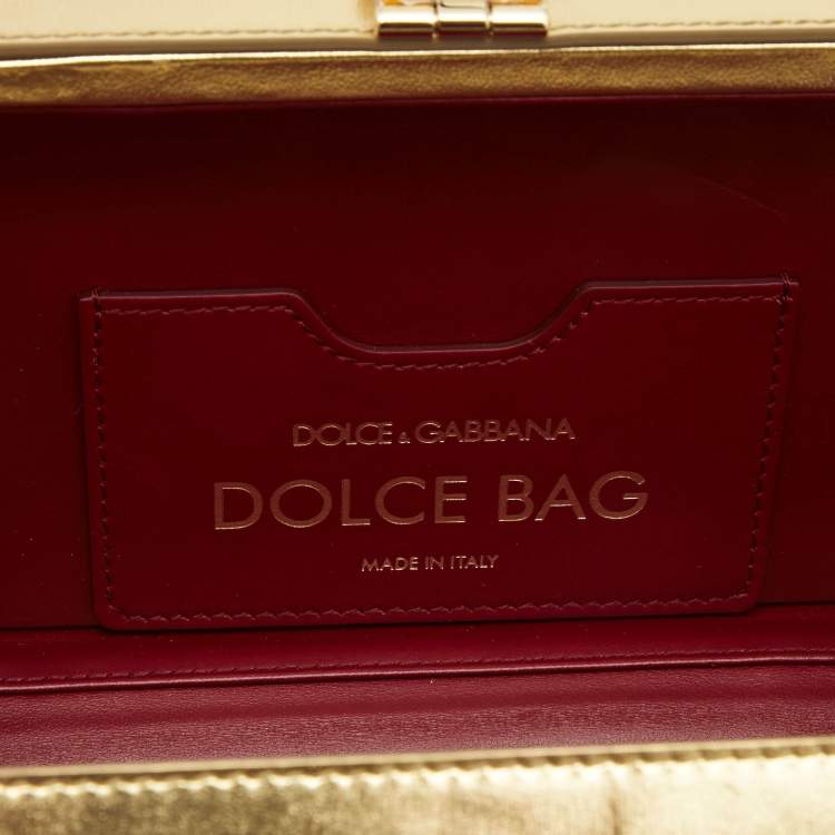 Pre Owned Dolce & Gabbana Gold Leather Cioccolato Dole Box Bag