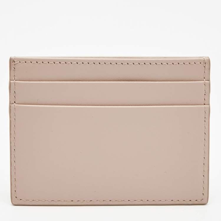 Pre Owned Dolce & Gabbana Beige Leather DG Logo Card Holder