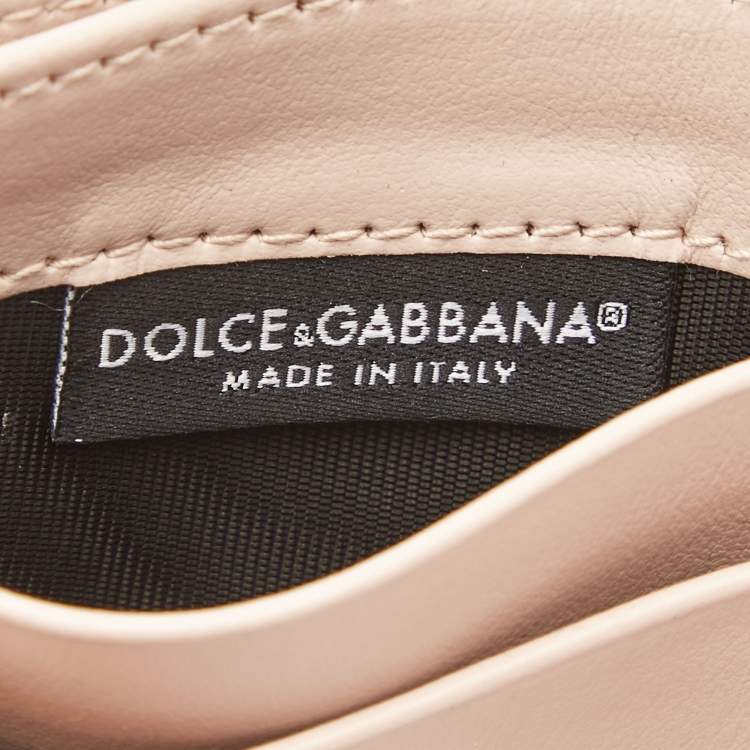 Pre Owned Dolce & Gabbana Beige Leather DG Logo Card Holder