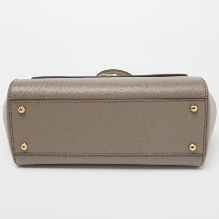 مملوكة مسبقًا Dolce & Gabbana Taupe Leather Medium Miss Sicily Top Handle Bag