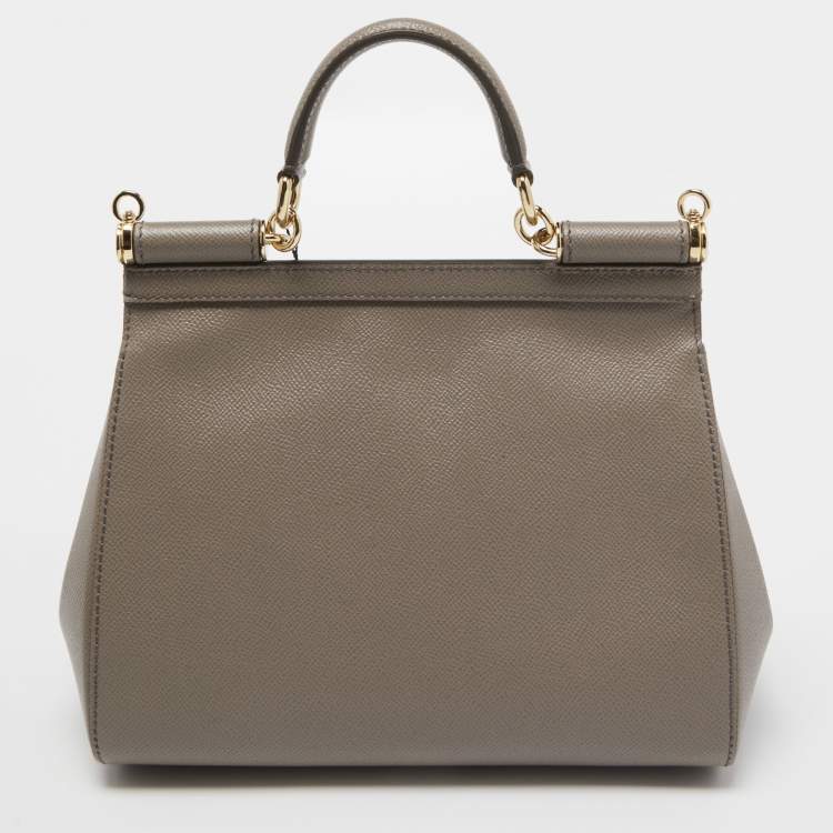 مملوكة مسبقًا Dolce & Gabbana Taupe Leather Medium Miss Sicily Top Handle Bag
