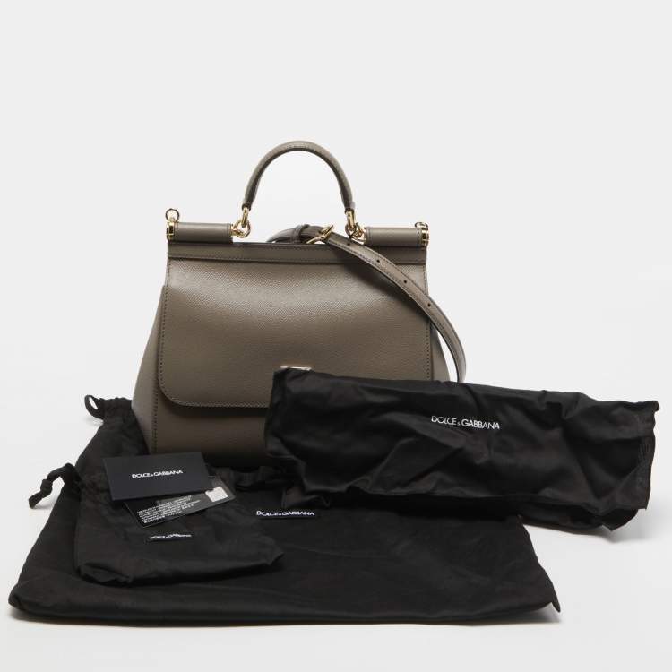 مملوكة مسبقًا Dolce & Gabbana Taupe Leather Medium Miss Sicily Top Handle Bag