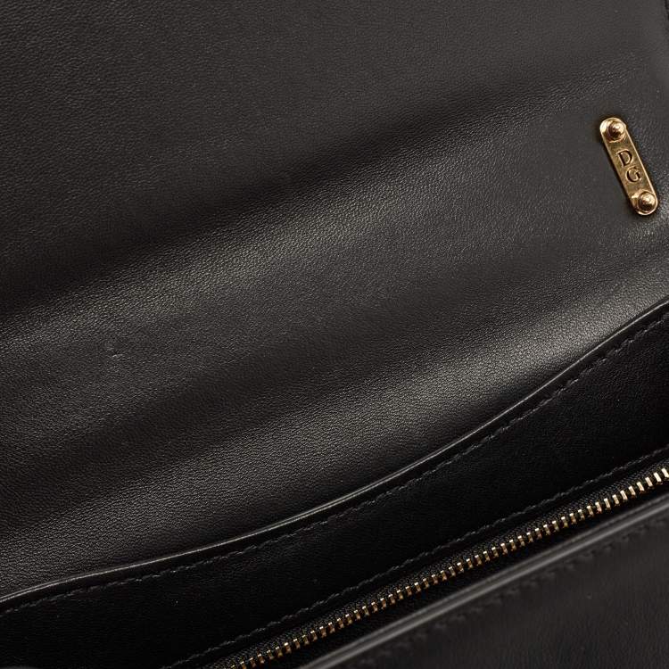 Pre Owned Dolce & Gabbana Black/Brown Leopard Print Canvas and Leather Medium Devotion Shoulder Bag
