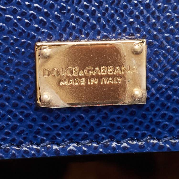 Pre Owned Dolce & Gabbana Blue Leather Regular Miss Sicily Top Handle Bag