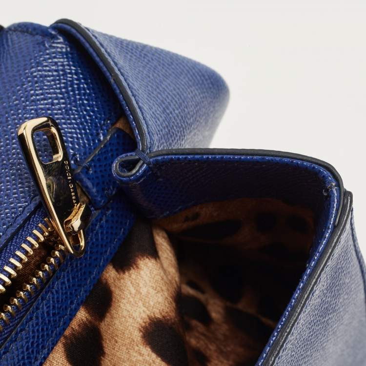 Pre Owned Dolce & Gabbana Blue Leather Regular Miss Sicily Top Handle Bag