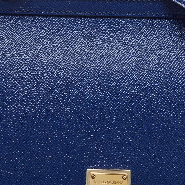 Pre Owned Dolce & Gabbana Blue Leather Regular Miss Sicily Top Handle Bag