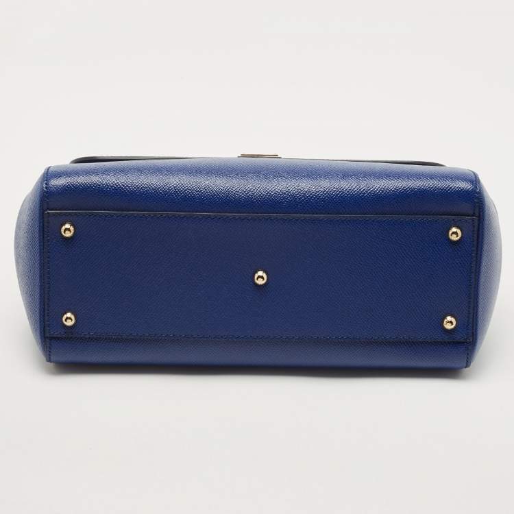Pre Owned Dolce & Gabbana Blue Leather Regular Miss Sicily Top Handle Bag