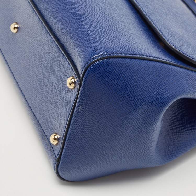 Pre Owned Dolce & Gabbana Blue Leather Regular Miss Sicily Top Handle Bag