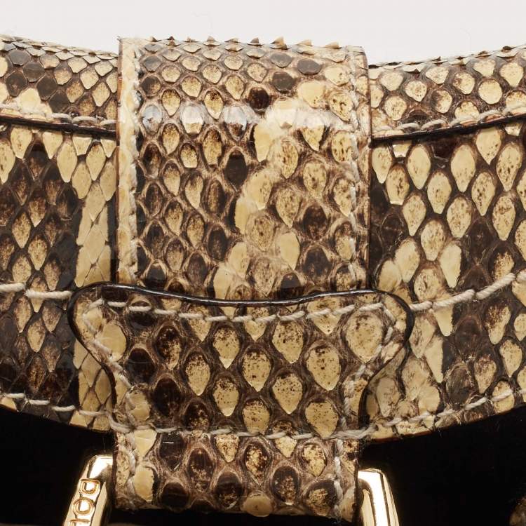 Pre Owned Dolce & Gabbana Beige/Black Python and Satin Chain Coin Purse