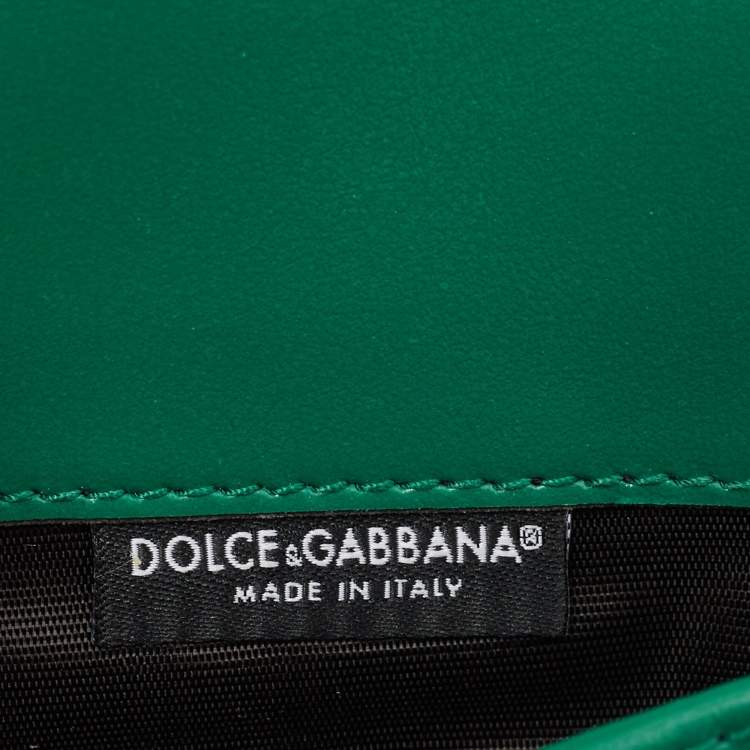 Pre Owned Dolce & Gabbana Green Leather Miss Sicily Wallet on Chain