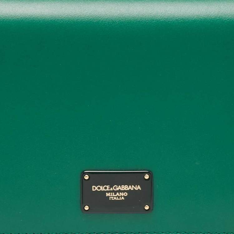 Pre Owned Dolce & Gabbana Green Leather Miss Sicily Wallet on Chain