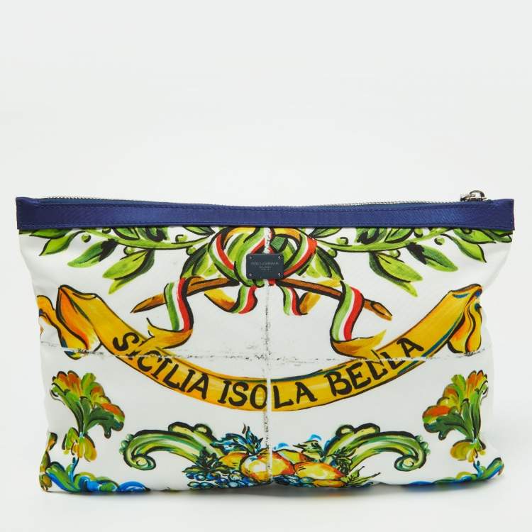 Pre Owned Dolce & Gabbana Multicolor Print Nylon Zip Pouch