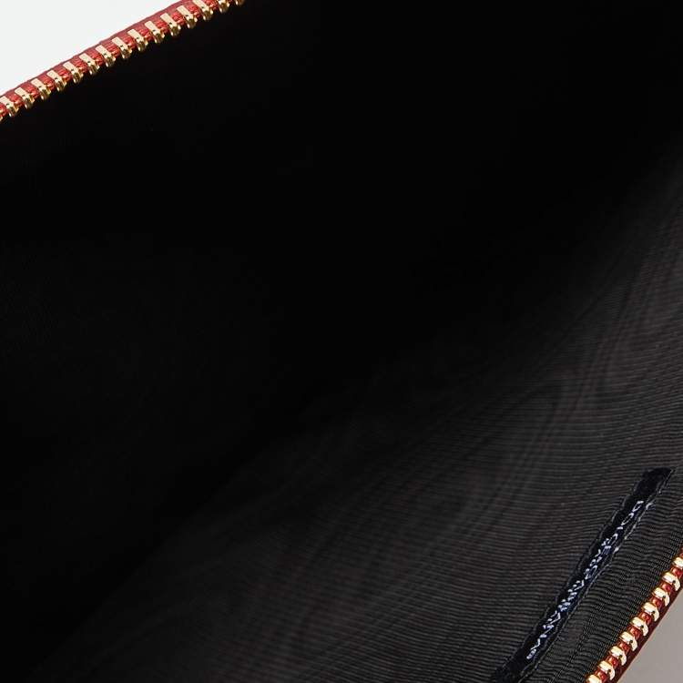 مملوكة مسبقًا Dolce & Gabbana Multicolor Carretto and Queen Print Leather Wristlet Pouch 