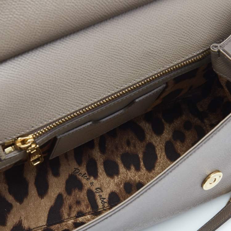 Pre Owned Dolce & Gabbana Grey Leather Medium Miss Sicily Top Handle Bag