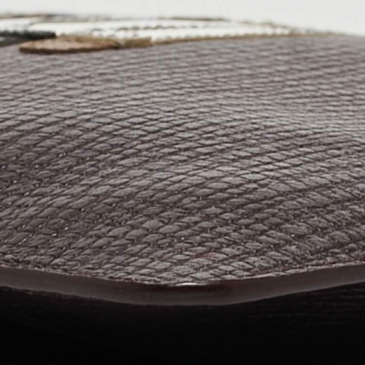 Pre Owned Dolce & Gabbana Plum Leather DG Family Zip Pouch
