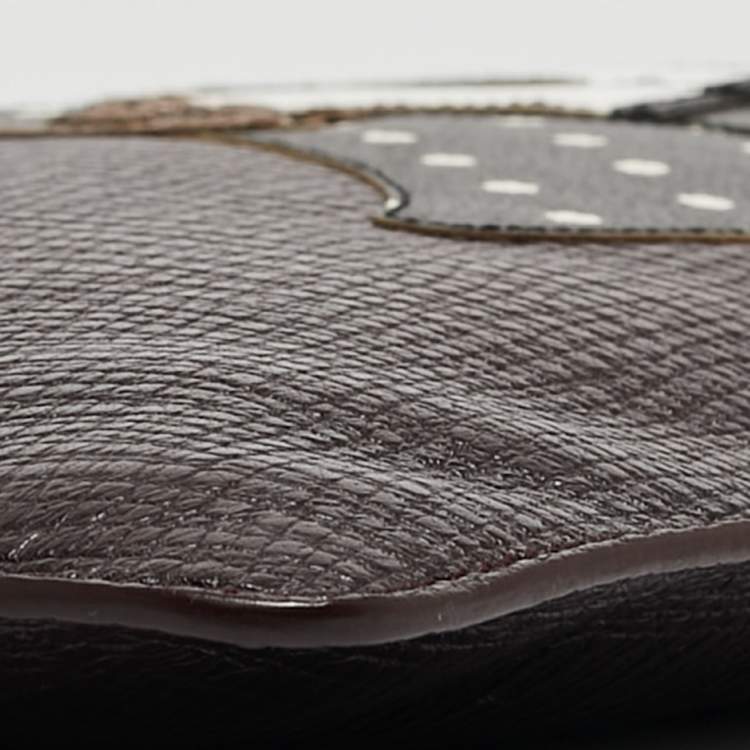 Pre Owned Dolce & Gabbana Plum Leather DG Family Zip Pouch