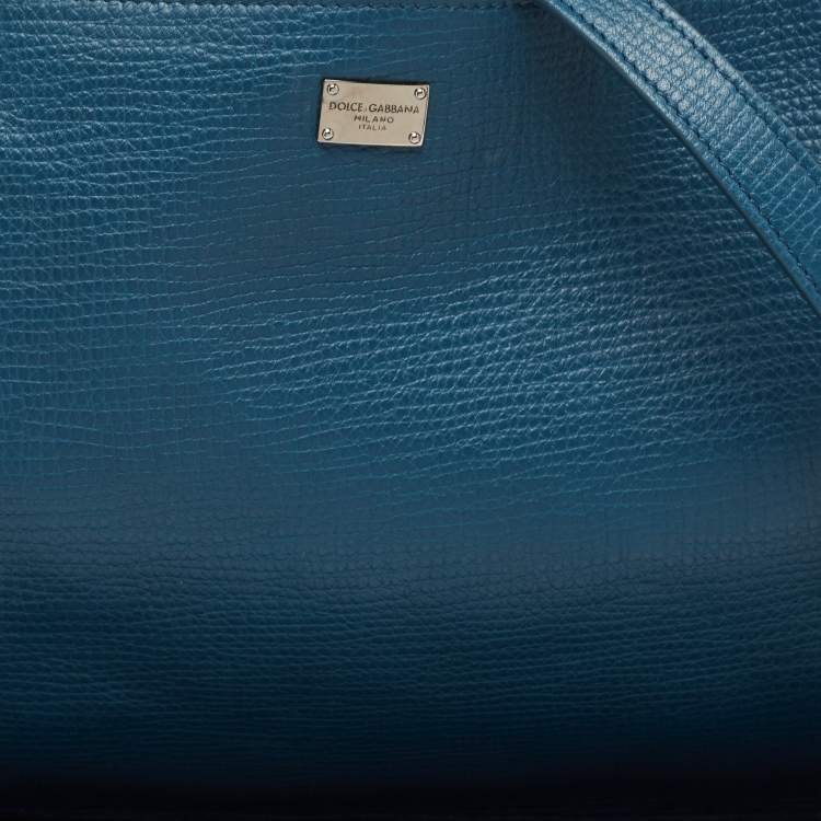 Pre Owned Dolce & Gabbana Blue Leather Oversized Clutch
