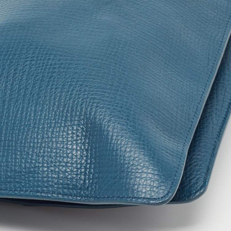 Pre Owned Dolce & Gabbana Blue Leather Oversized Clutch