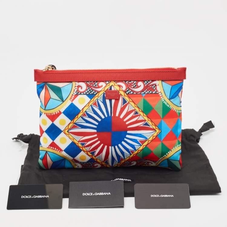 Pre Owned Dolce & Gabbana Multicolor Print Nylon Zip Pouch