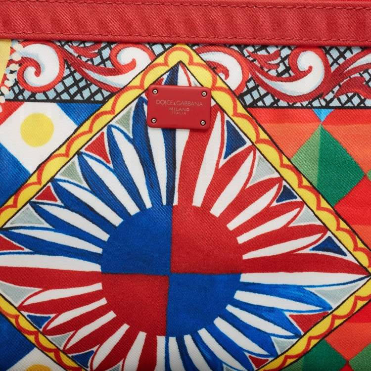 Pre Owned Dolce & Gabbana Multicolor Print Nylon Zip Pouch