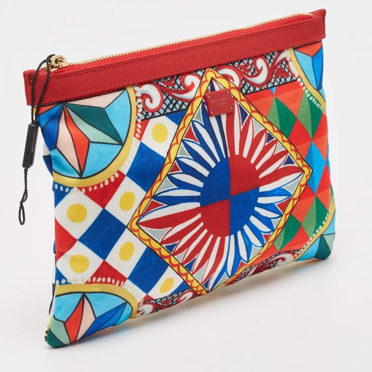 Pre Owned Dolce & Gabbana Multicolor Print Nylon Zip Pouch