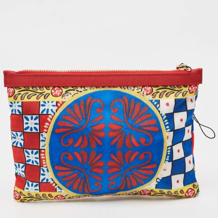 Pre Owned Dolce & Gabbana Multicolor Print Nylon Zip Pouch
