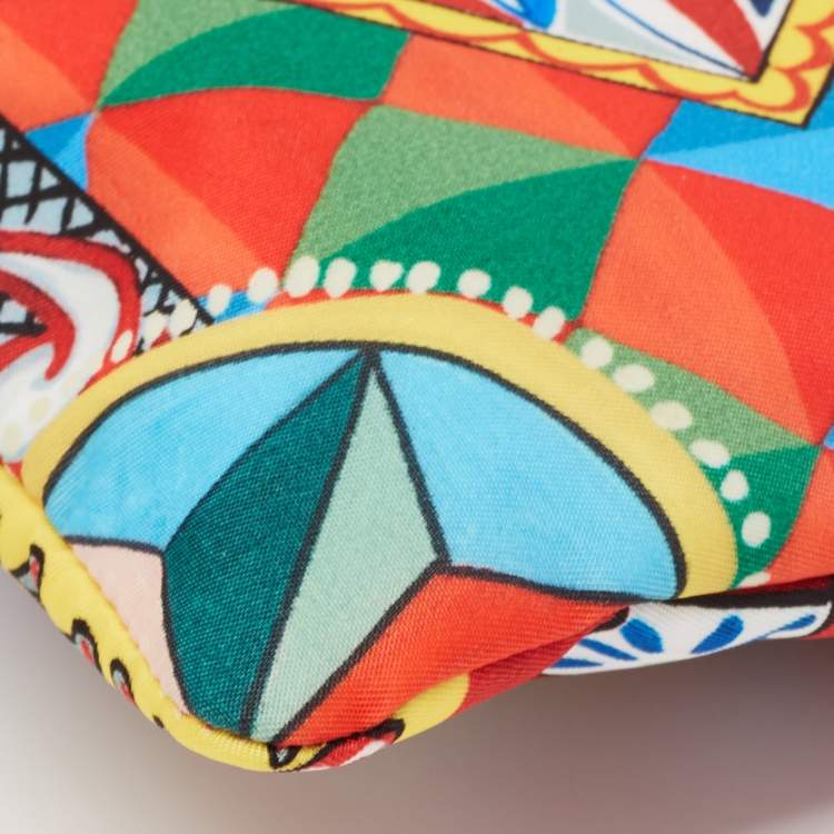 Pre Owned Dolce & Gabbana Multicolor Print Nylon Zip Pouch