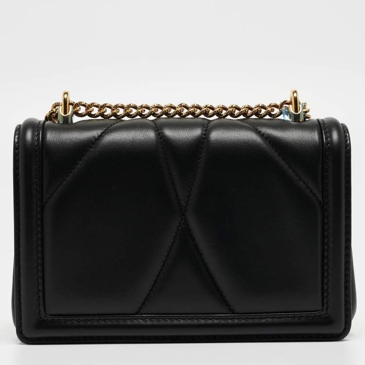 Pre Owned Dolce & Gabbana Black Leather Devotion Mordore Crossbody Bag