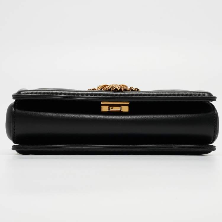 Pre Owned Dolce & Gabbana Black Leather Devotion Mordore Crossbody Bag
