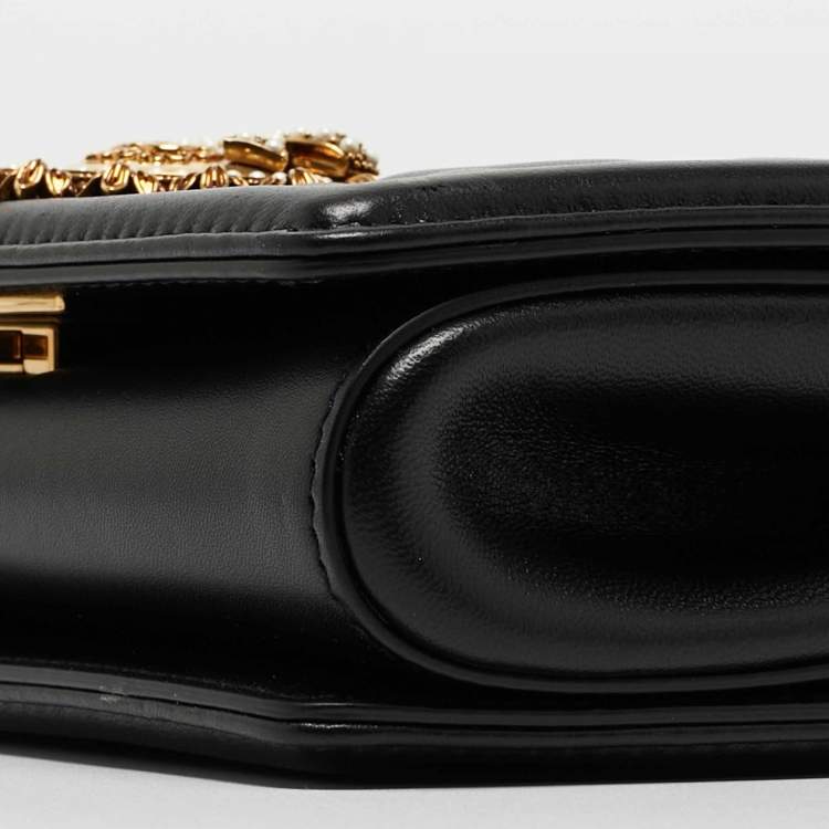 Pre Owned Dolce & Gabbana Black Leather Devotion Mordore Crossbody Bag