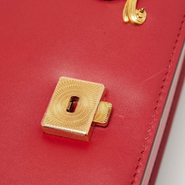 مملوكة مسبقًا Dolce & Gabbana Red Leather DG Amore Crystals Top Handle Bag