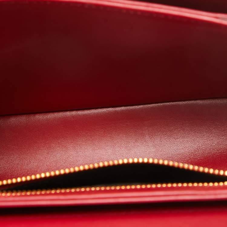 مملوكة مسبقًا Dolce & Gabbana Red Leather DG Amore Crystals Top Handle Bag