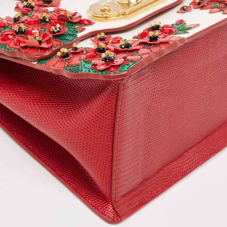 Pre Owned Dolce & Gabbana Multicolor Lizard Embossed and Leather Embellished Welcome Top Handle Bag