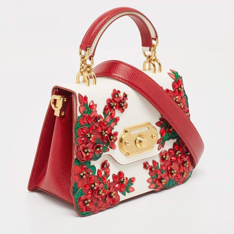 Pre Owned Dolce & Gabbana Multicolor Lizard Embossed and Leather Embellished Welcome Top Handle Bag