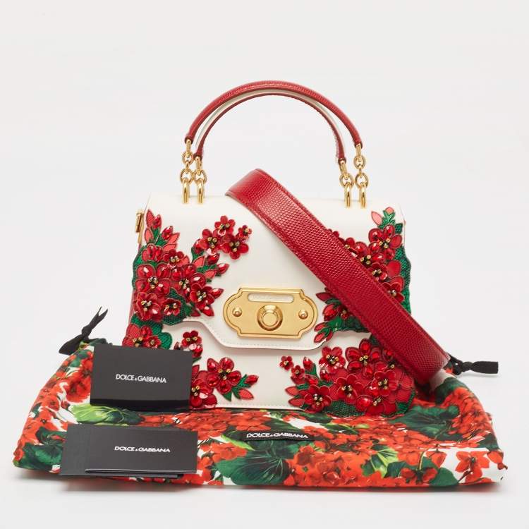 Pre Owned Dolce & Gabbana Multicolor Lizard Embossed and Leather Embellished Welcome Top Handle Bag
