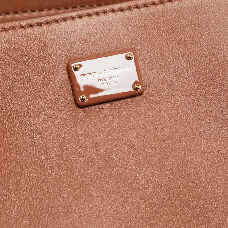 Pre Owned Dolce & Gabbana Brown Leather Mini Sicily 62 Tote 