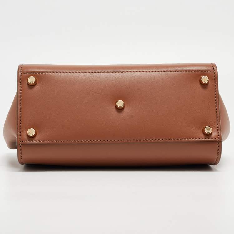 Pre Owned Dolce & Gabbana Brown Leather Mini Sicily 62 Tote 