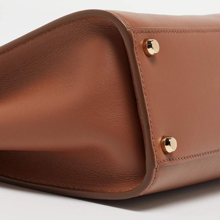Pre Owned Dolce & Gabbana Brown Leather Mini Sicily 62 Tote 