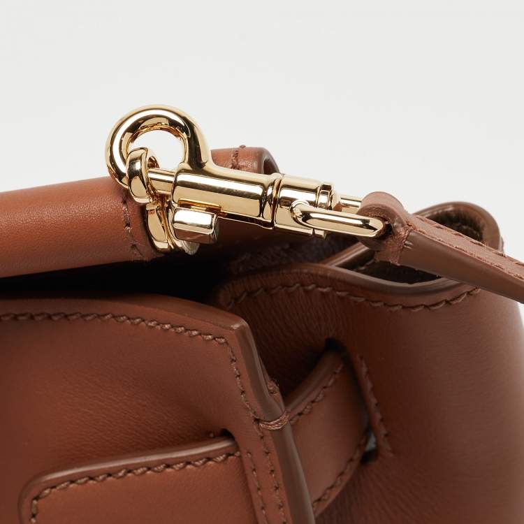 Pre Owned Dolce & Gabbana Brown Leather Mini Sicily 62 Tote 