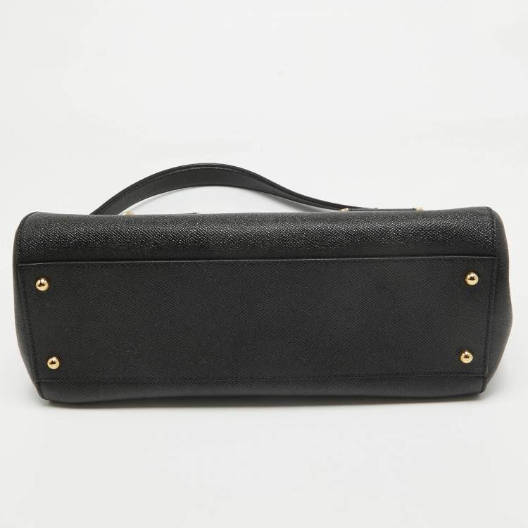 Pre Owned Dolce & Gabbana Black Leather Large Miss Sicily Top Handle Bag