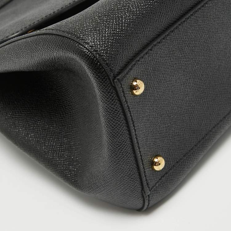 Pre Owned Dolce & Gabbana Black Leather Large Miss Sicily Top Handle Bag