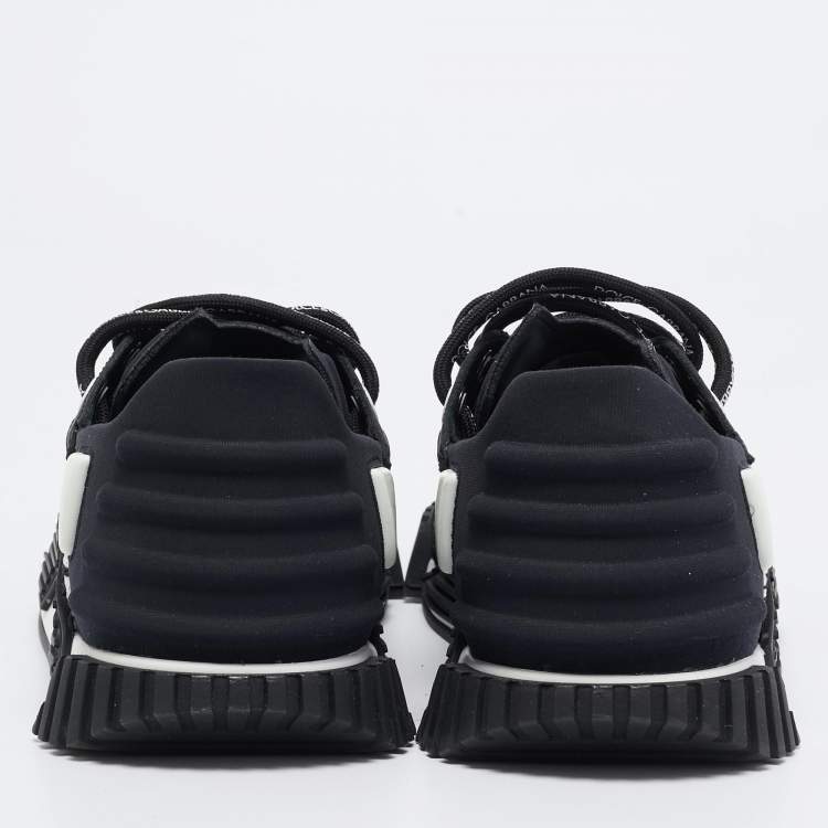 Pre Owned Dolce & Gabbana Black Suede and Fabric Ns1 Logo Mixed-Media Low Top Sneakers Size 40