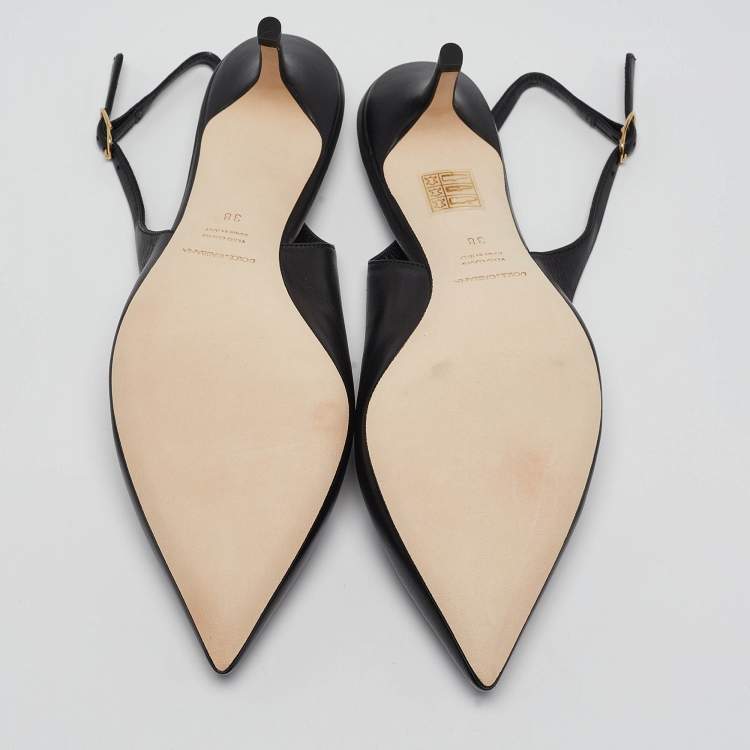 Pre Owned Dolce & Gabbana Black Leather Slingback Pumps Size 38